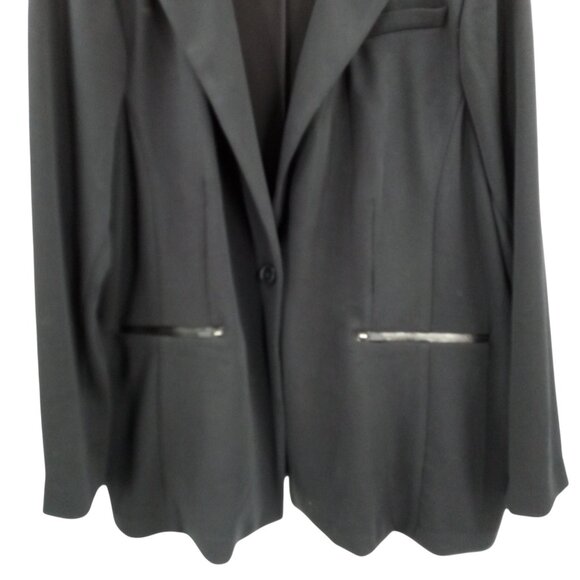 Lane Bryant Black Knit One Button Blazer Size 28 Stretch Career Business New NWT - Picture 3 of 13
